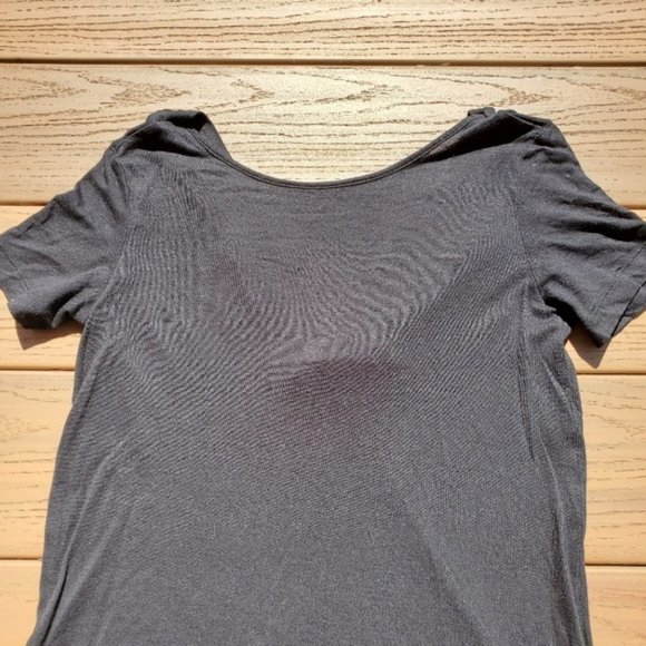 Forever 21 Black Tee Shirt Strappy V Back T-Shirt Top Active Athleisure Lounge S - Picture 5 of 6